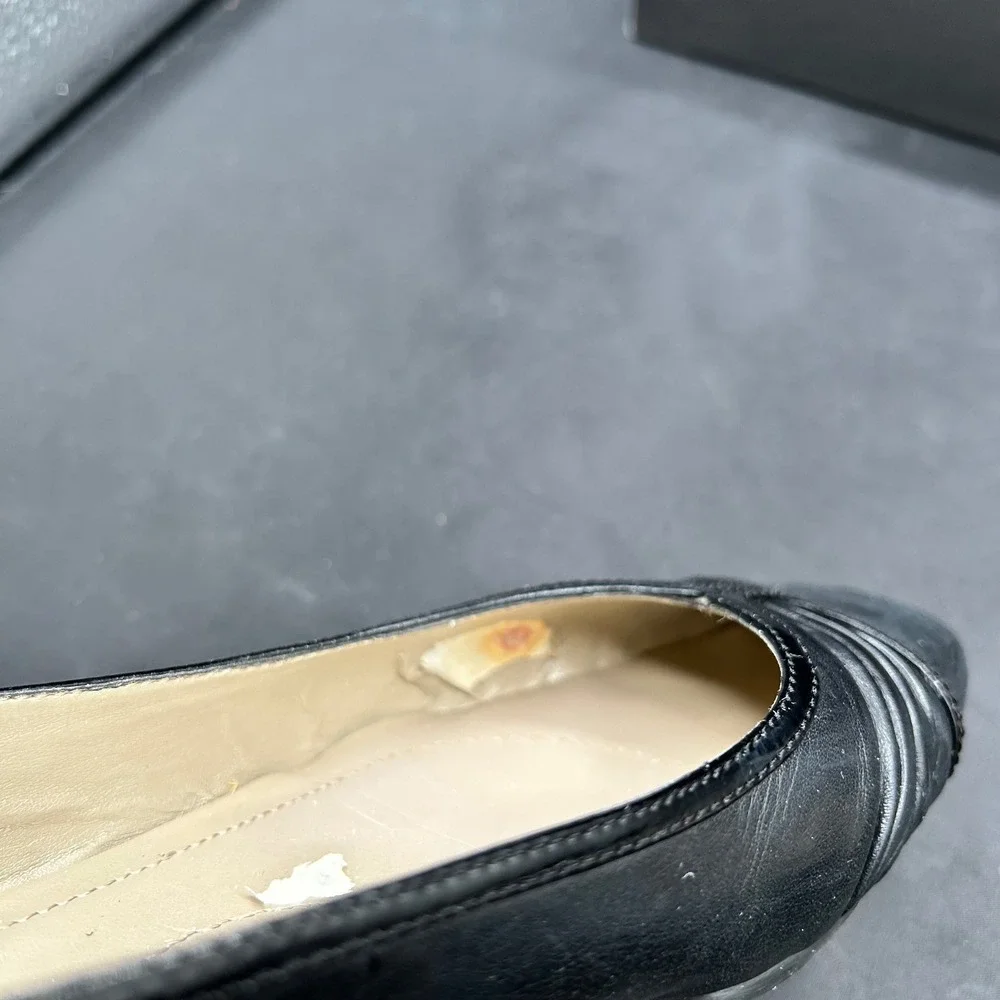 Tahari Ballet Flats Leather Dress Shoes Black Career Office 8.5M‎ Business